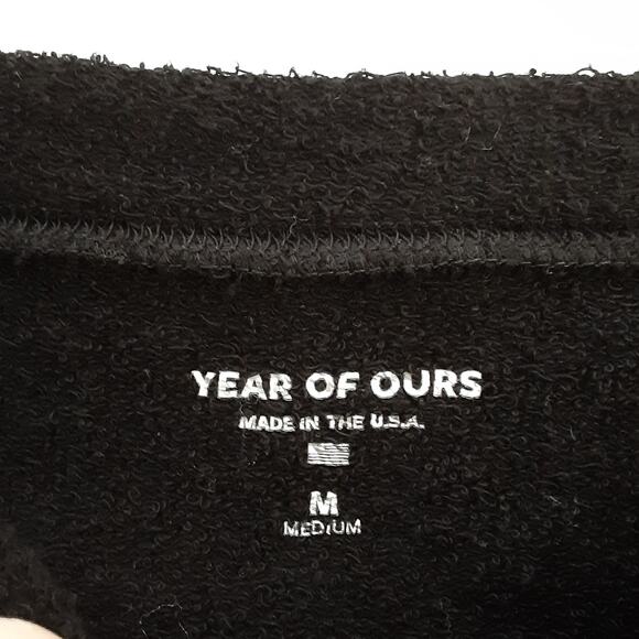 Year of Ours Varsity Ringer Sweatshirt Black Terry Womens M Made in the USA - Picture 7 of 13